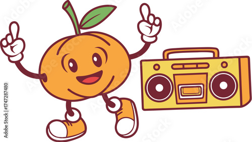 cherry mascot dancing hip hop street style cartoo