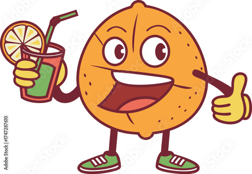 lemon mascot drinking lemonade funny self referen