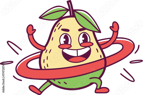 pear mascot dancing hip hop dynamic cute cartoon