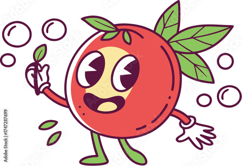 passion fruit mascot blowing bubbles playful cart