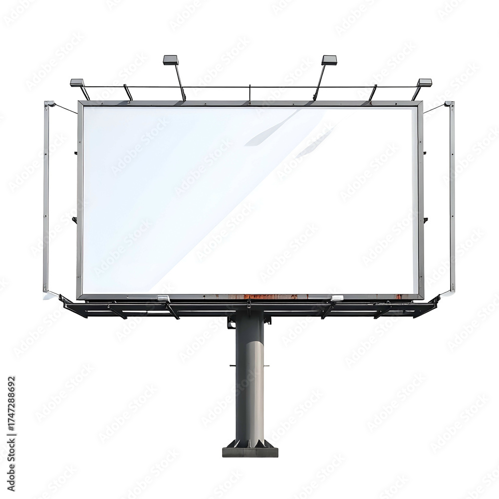 Obraz premium A blank outdoor advertising structure with a white display against a black background