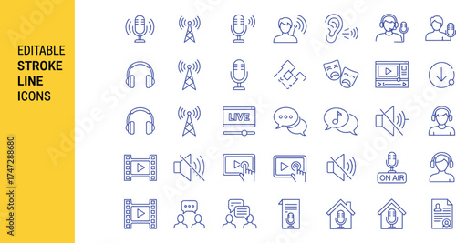 Collection of Editable Stroke Line Icons Strategic Planning, Leadership, and Business Concepts