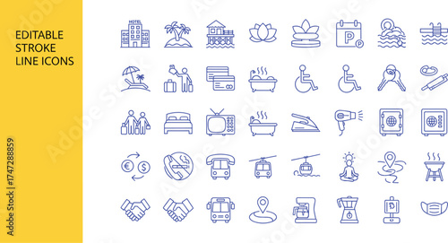 Collection of Outlined Stroke Line Icons for Various Subjects and Themes in Design
