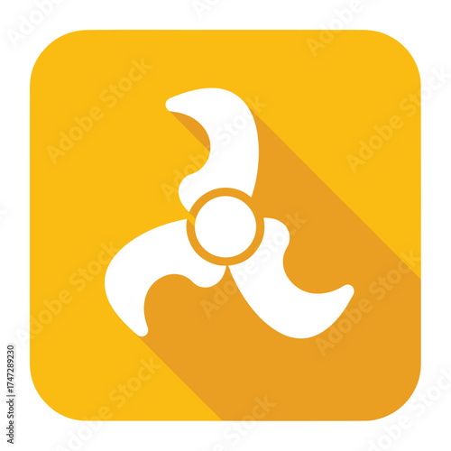 Flat design spinner icon with shadow on yellow square background - Logo vector icon stock illustration - Flat Design Icon