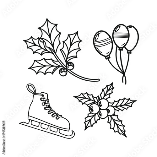 Set of line art icons for crafts sewing and knitting tools supplies objects isolated on transparent background
