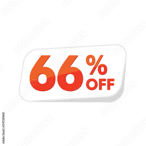 Big Discount Sale with 66 Off Promotional Tag for Shopping or Retail