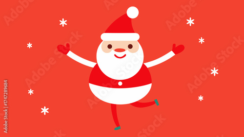 Merry Christmas Santa Claus vector illustration with a bag and tree in the snow for a winter holiday card