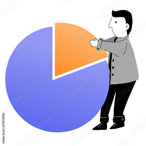 man with a pie chart vector