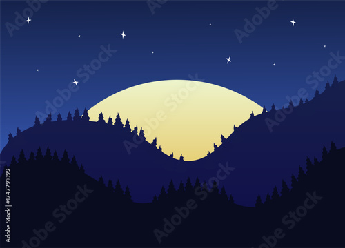 night landscape with moon