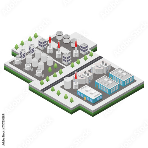Oil refinery plant isometric