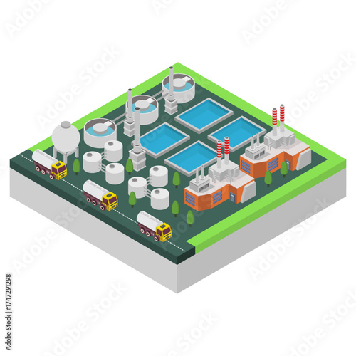 Wastewater cleaning plant isometric