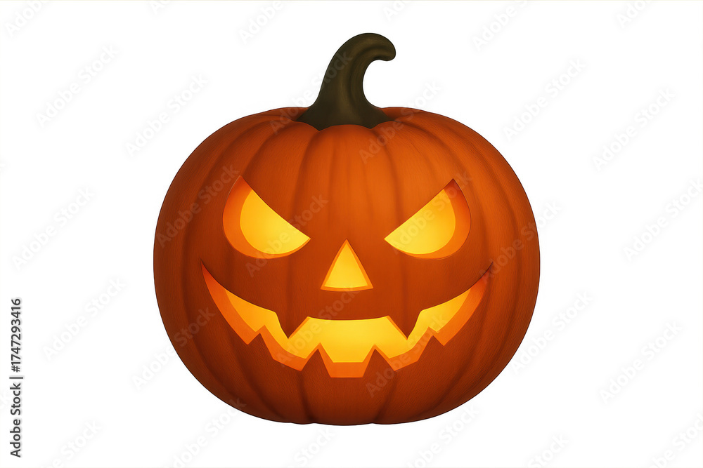 Fototapeta premium Glowing jack-o'-lantern creating spooky halloween atmosphere