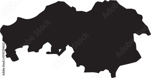 Map of North Brabant Province of Netherlands Solid Black Silhouette
