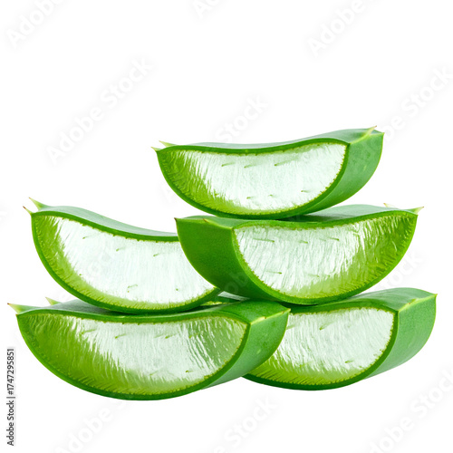 Wallpaper Mural Stacked aloe vera slices show clear gel, green skin, and a vibrant, healthy texture Torontodigital.ca