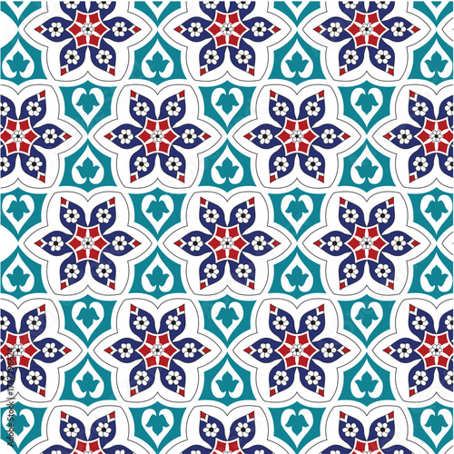 Authentic leafy Iznik tile mosque pattern