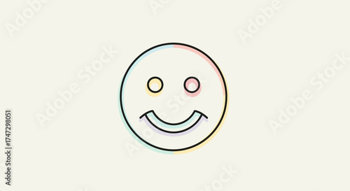 A simple line drawing of a smiley face with a slightly downturned mouth and two dots for eyes.