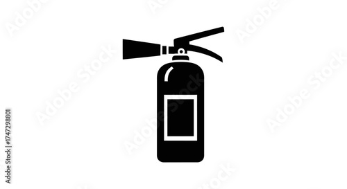 Black silhouette of a fire extinguisher with a rectangular label area, isolated on a white background.