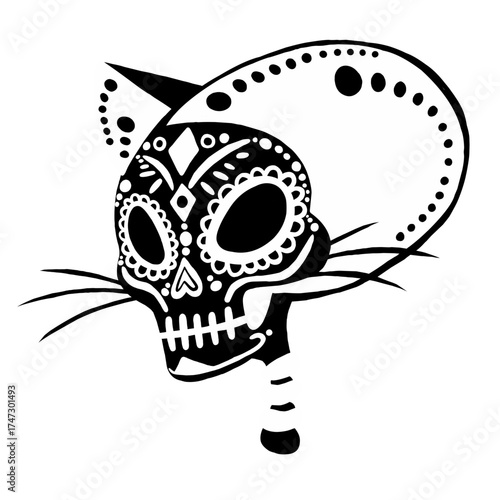 Gata catrina monocromo.