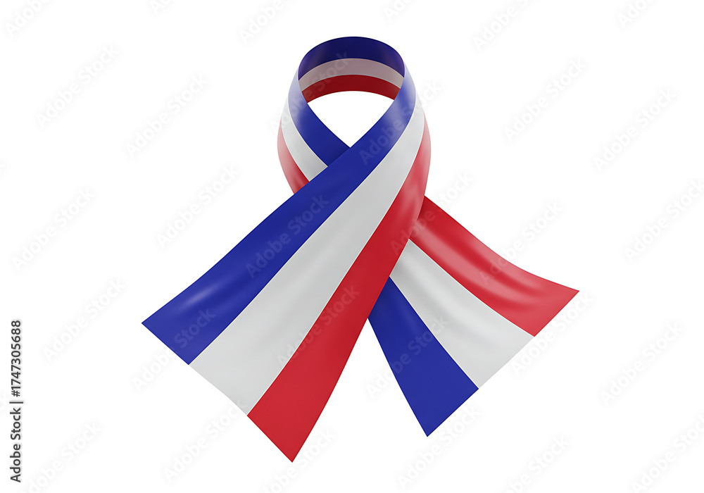Obraz premium France Flag Isolated: Transparent Background with Copy Space, 3D Render, National Symbol, Patriotic, Banner, Country, French.