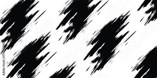 Abstract black brush strokes pattern on a white background, creating a dynamic visual texture.