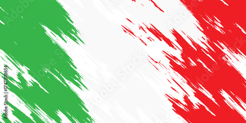 Italian flag with green, white, and red brushstrokes, representing the country's national symbol.