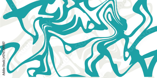 Abstract artwork featuring swirling teal and white patterns, creating a dynamic and fluid visual effect.