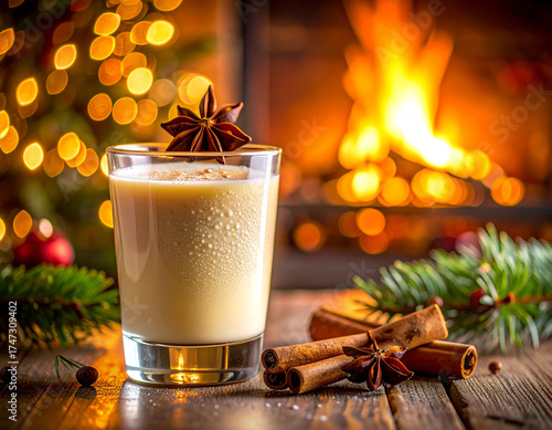 Hot chocolate drink  in a Christmas atmosphere