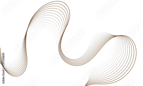 Modern minimalist Wave Pattern of Brown Lines Creating Fluid Curves and Motion wavy lines pattern on a white background.