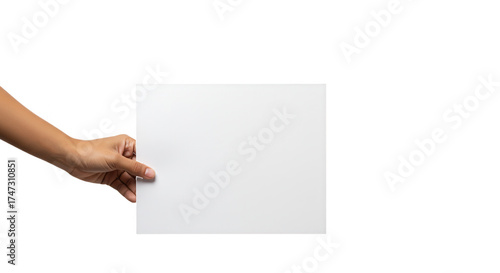 Hand holding paper isolated on transparent background PNG