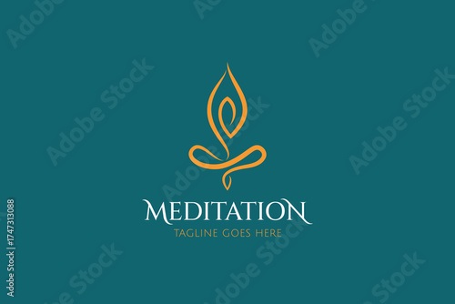 Simply Yoga Pilates Meditation Silhouette Abstract Logo Linear Modern Concept