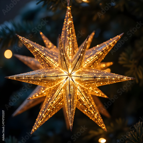 golden star christmas tree
