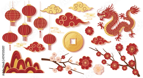 Vector art of chinese new year decoration elements
