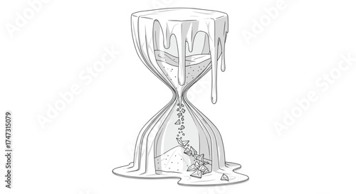Melting hourglass symbolizing the passage of time and its ephemeral nature, Generative AI.