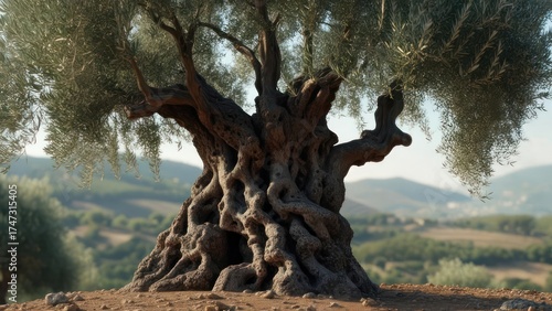 Ancient olive tree in a sunlit landscape (1)