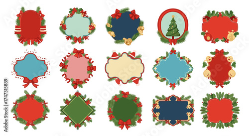 Vector art of collection of festive christmas frames and borders