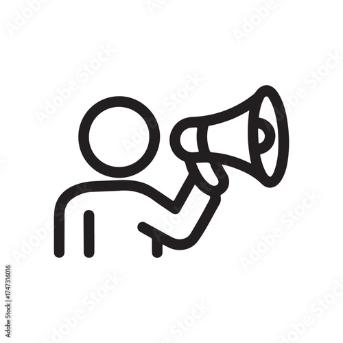 Person holding a megaphone icon representing announcement or promotion