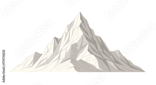 Majestic Snow Capped Mountain Peak Illustration, Generative AI.