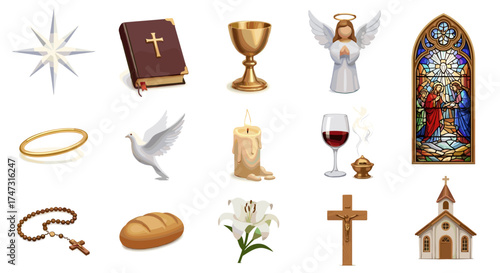 Vector art of christian religious symbols