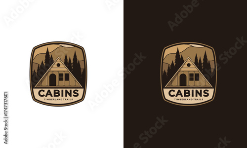 Cabin in the Woods Logo with Timberland Trails Text