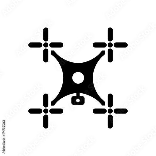 Quadcopter Symbol Showing a Drone Silhouette on a White Background