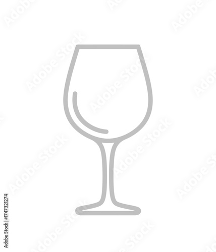 Simple line drawing of wine glass on white background for menu or icon usage