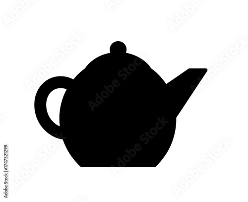 Classic black teapot silhouette on a white background
