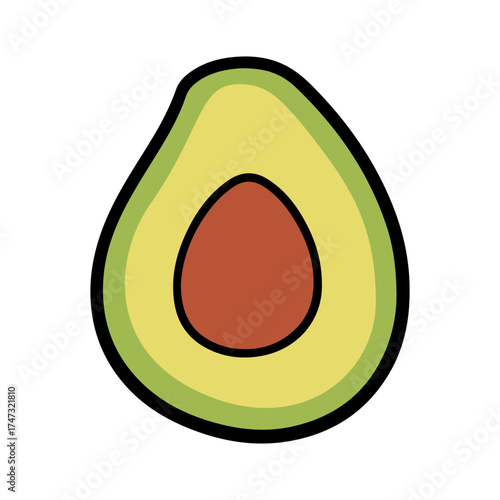 Fresh avocado slice artfully presented, radiating healthy eating vibes, perfect for vibrant food blogs or nutrition-focused designs with a modern, eye-catching appeal
