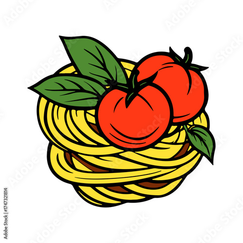 Delicious pasta with fresh tomatoes and basil, a perfect Italian meal, vibrant and appetizing, ideal for food blogs and restaurant menus, showcasing simple elegance