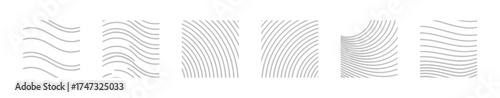 Set of various line patterns with curves and arches in gray on white background