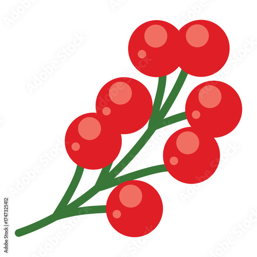 Vibrant red winter berries bring festive cheer to holiday designs, perfect for Christmas cards and seasonal decorations with a touch of natural, simple elegance