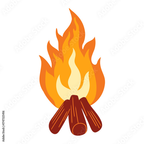 Warmth emanates from this stylized campfire, inviting cozy evenings and outdoor adventures, igniting imagination with its simple design, perfect for camping or holiday themes