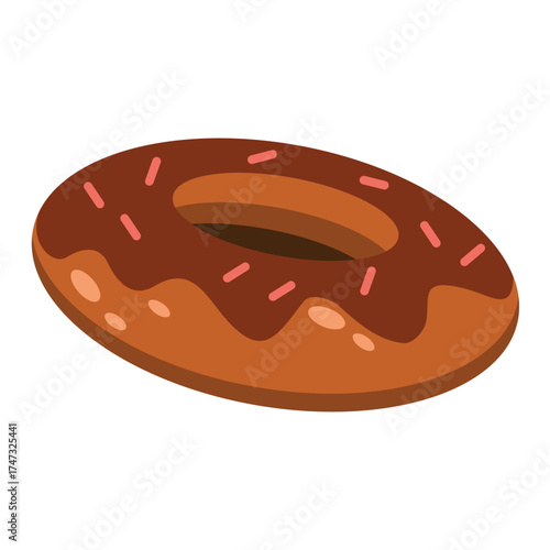 Indulge Your Sweet Tooth with this Delicious Chocolate Donut Illustration, Perfect for Dessert Menus, Bakery Promotions, or a Fun Treat-Themed Design Project, Delicious and Delightful