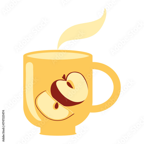 Enjoy a warm mug of spiced apple cider, a comforting autumn treat, perfect for cozy days and seasonal celebrations, ideal for fall-themed designs and holiday greetings