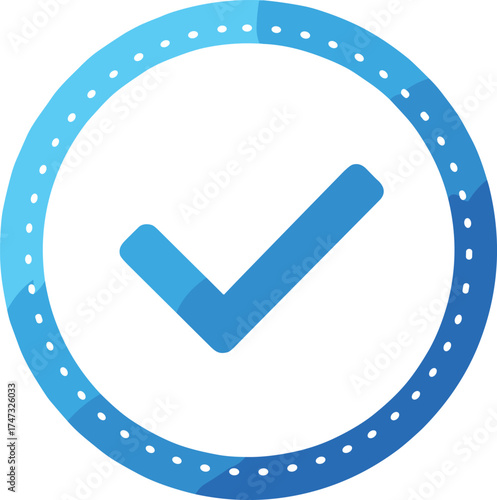  Blue check mark icon, verified badge vector illustration, approval confirmation symbol, gradient circle validation design for authentication, success, and quality assurance use